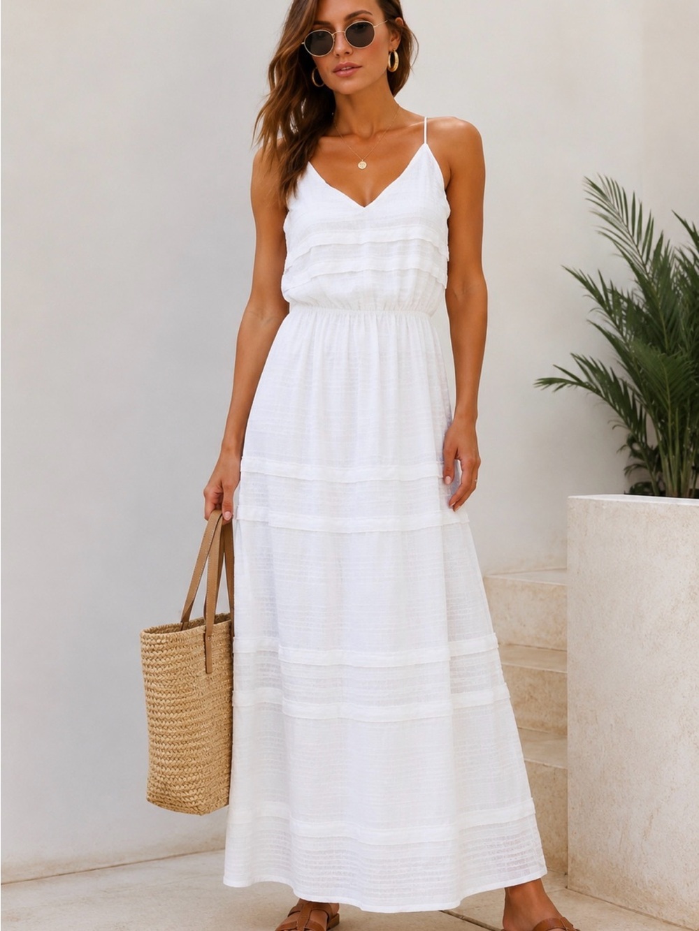 J.O.A. BB Dakota White Strappy Maxi Dress